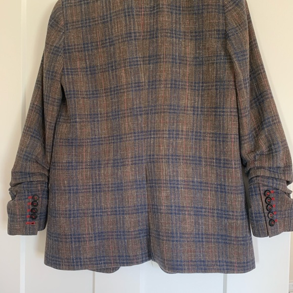 Veronica Beard brown plaid blazer with ruched sleeves - Picture 2 of 11